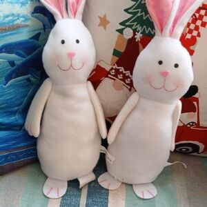 Cute White and Pink Bunny Plush Toys